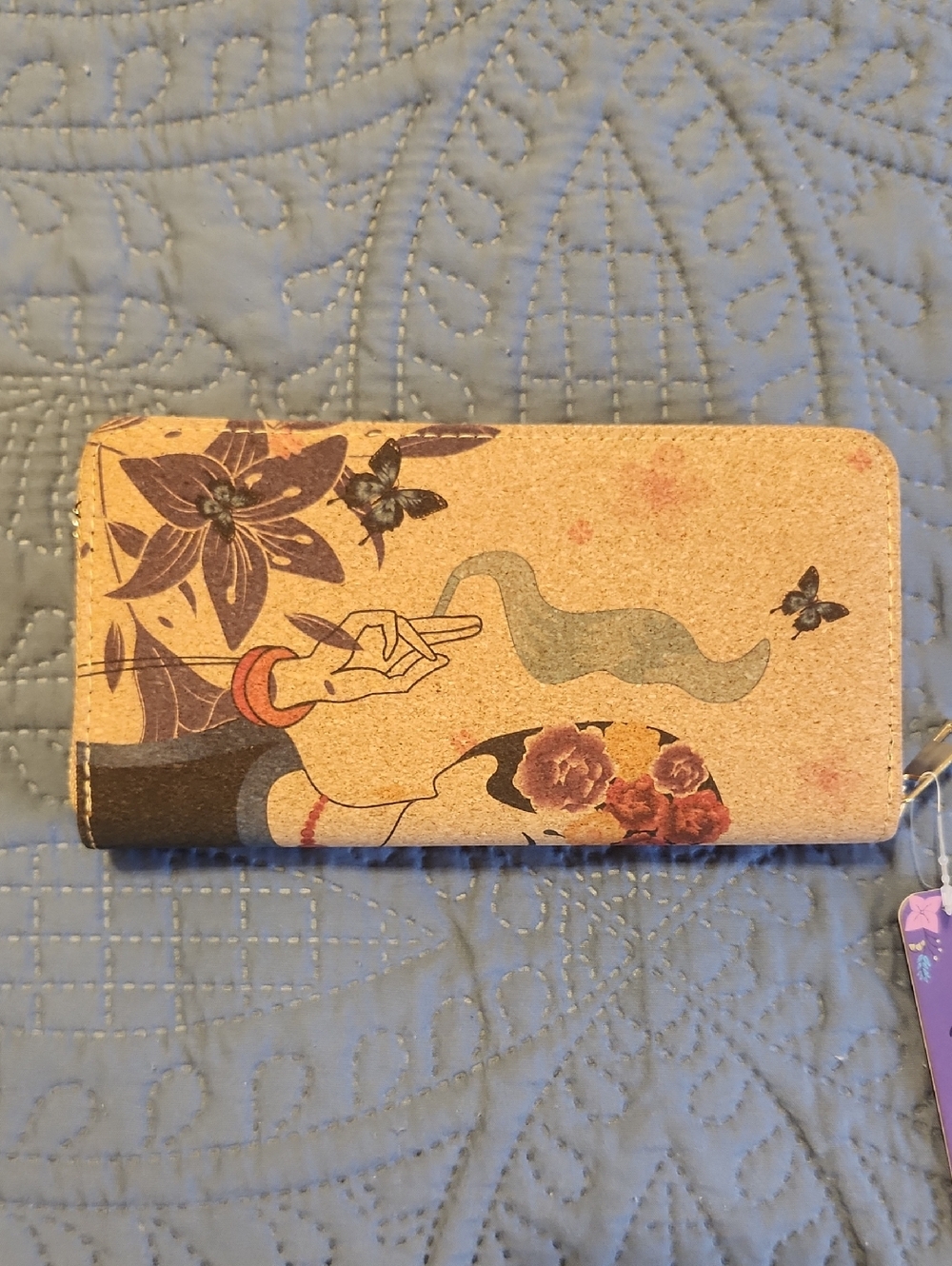 Frida Kahlo Vegan Cork Zip Around Wallet Wristlet NWT